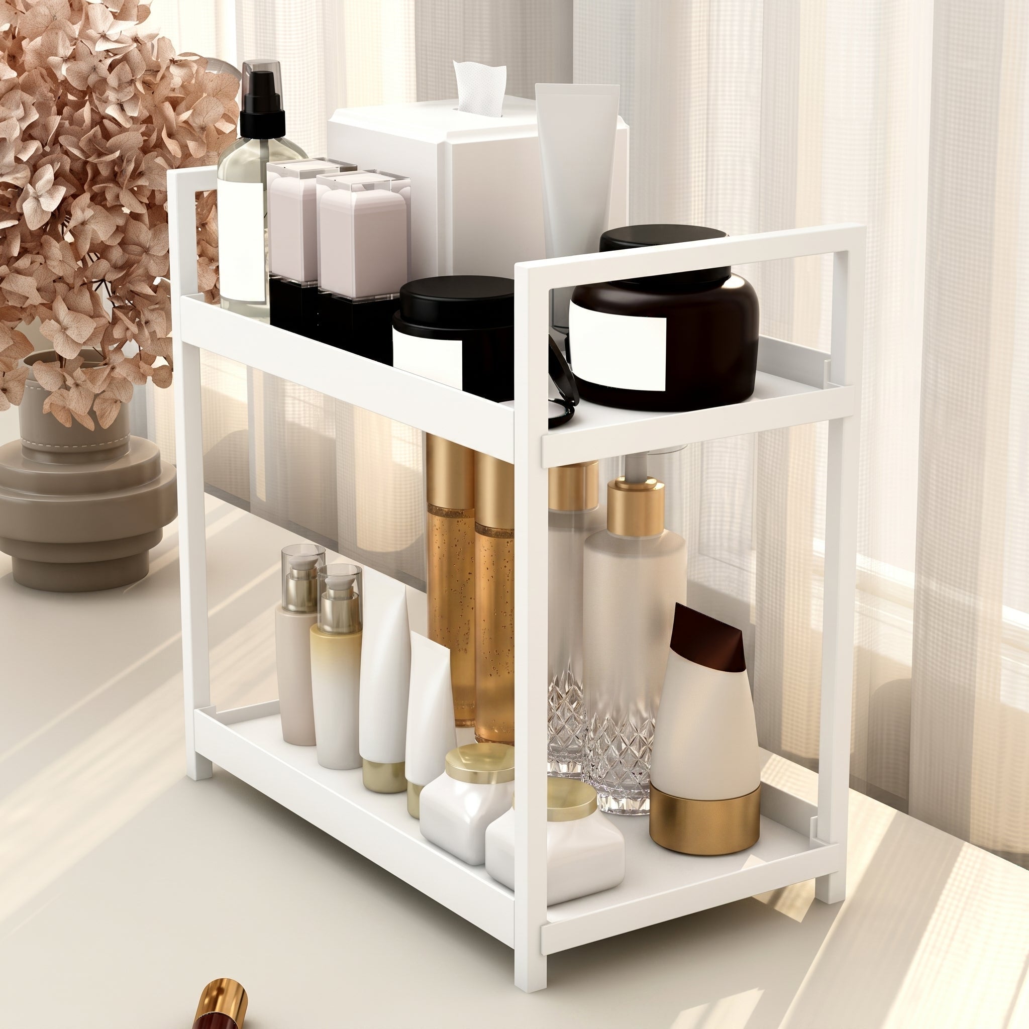 Tisch-Organizer 2-stöckig mit Metallgestell für Ablage - Schreibtisch-Organizer - Weiß - Voldeva