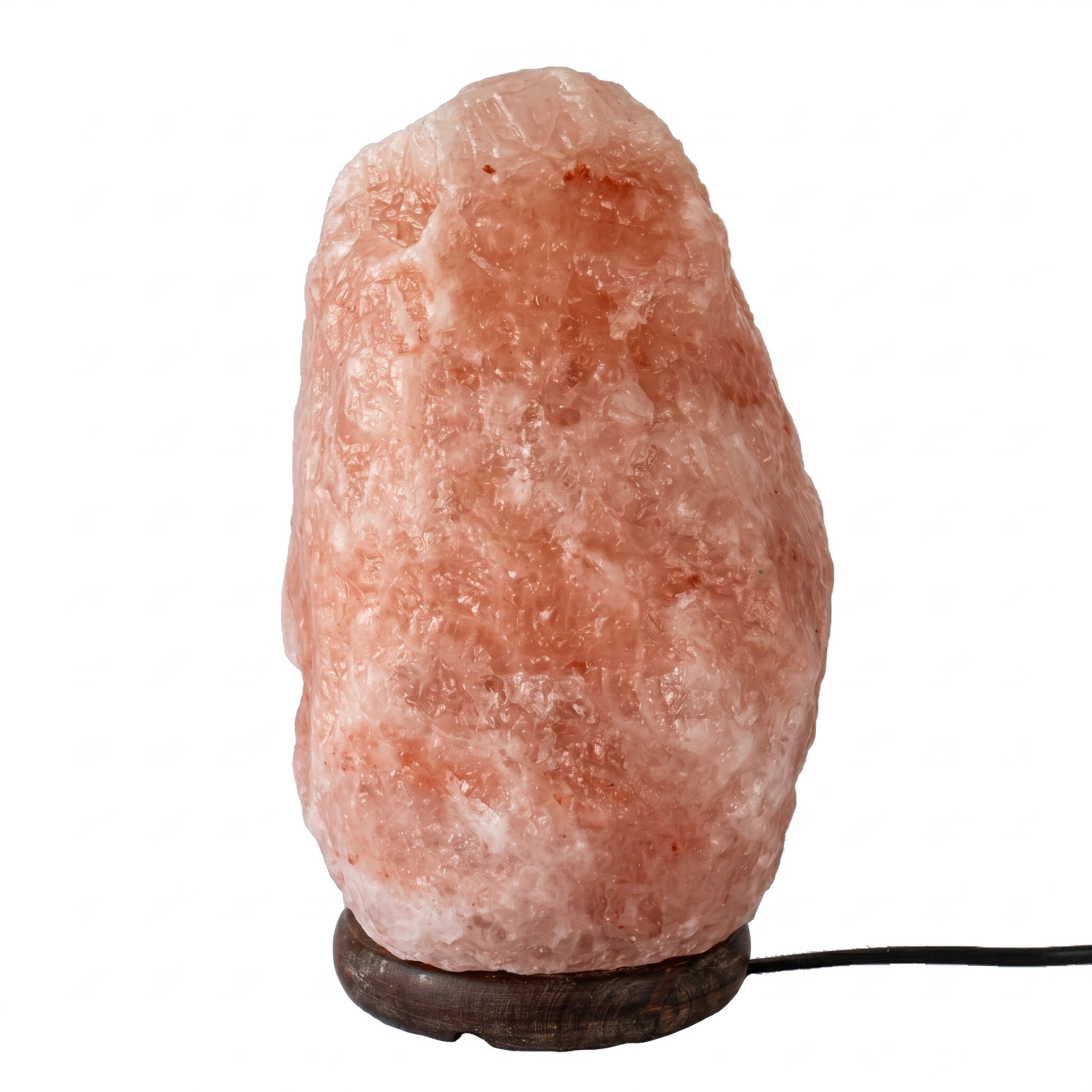 Tischlampe in Himalaya-Salz-Optik mit Holzsockel - Tischlampen - Voldeva