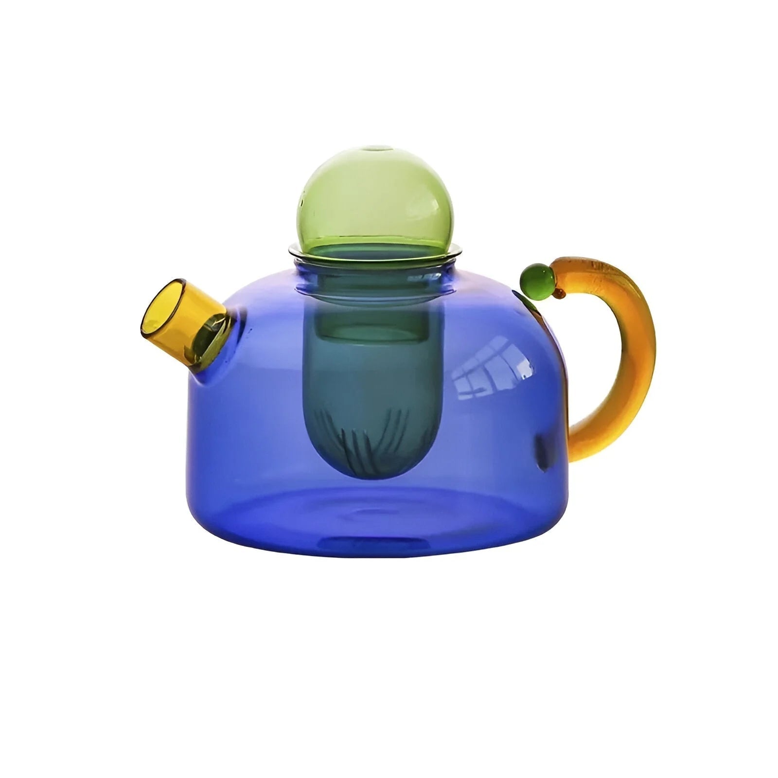 Transparente Teekanne mit Tassen aus Borosilikatglas - Teekanne - Blau - Voldeva