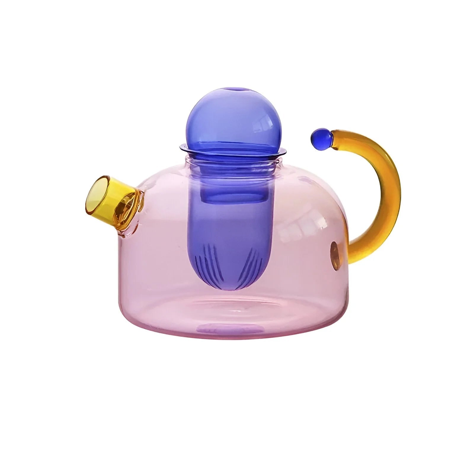 Transparente Teekanne mit Tassen aus Borosilikatglas - Teekanne - Rosa - Voldeva