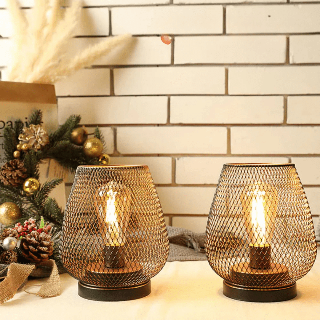 Tropfenförmiger Kabelloser Lampenschirm mit Metallgitter - Design - Tischlampen - Schwarz - Voldeva