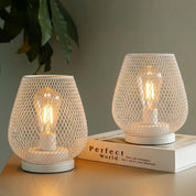 Tropfenförmiger Kabelloser Lampenschirm mit Metallgitter - Design - Tischlampen - Weiß - Voldeva