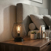 Tropfenförmiger Kabelloser Lampenschirm mit Metallgitter - Design - Tischlampen - Schwarz - Voldeva