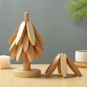 Untersetzer im Holzbaum - Design - Holztrivet - Hell - Voldeva