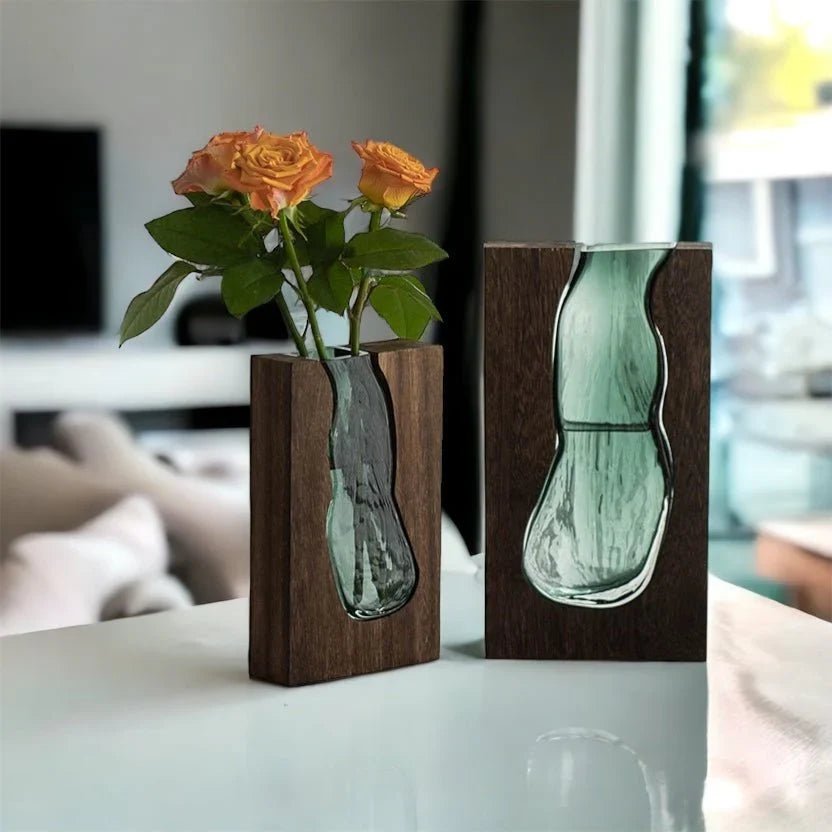 Vase mit Holzrahmen im Live-Edge-Design - Vases - Groß - Voldeva