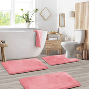 VelvaLuxe - Badmatten - Set aus Baumwolle, 3 - tlg für Komfort - Rosa - Voldeva
