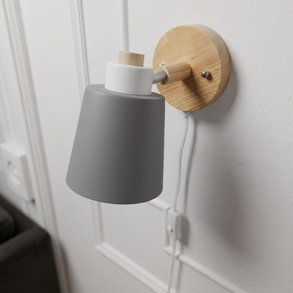 Verstellbare Schirm Wandleuchte mit drehbarem Lampenschirm - Wall Light Fixtures - Grau - Voldeva