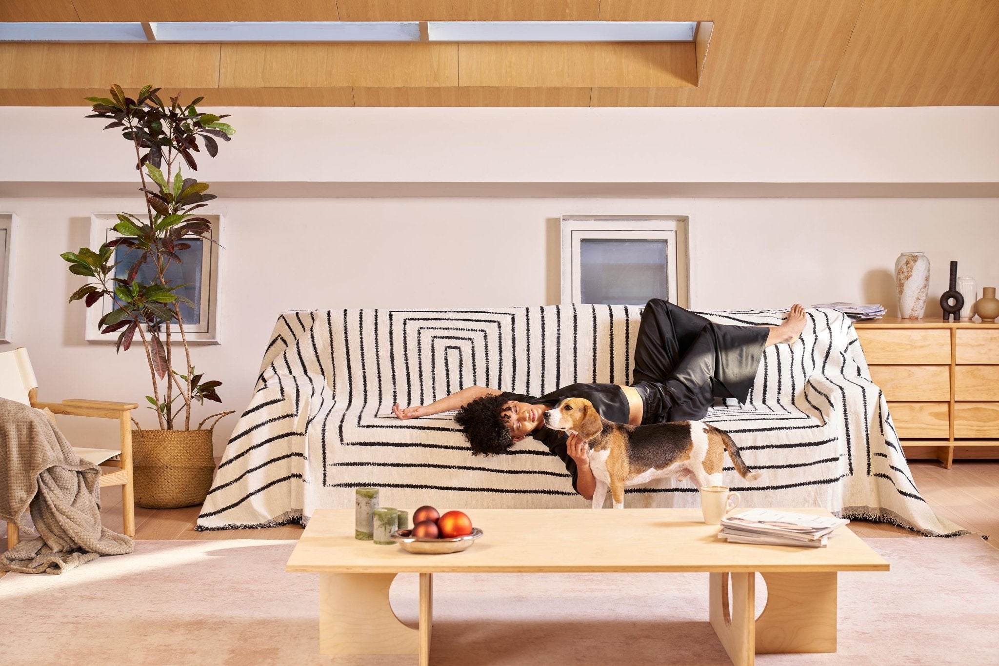 Vielseitiger Sofaüberwurf mit Geometrischem Muster - Wohnzimmer - Weiß - Voldeva