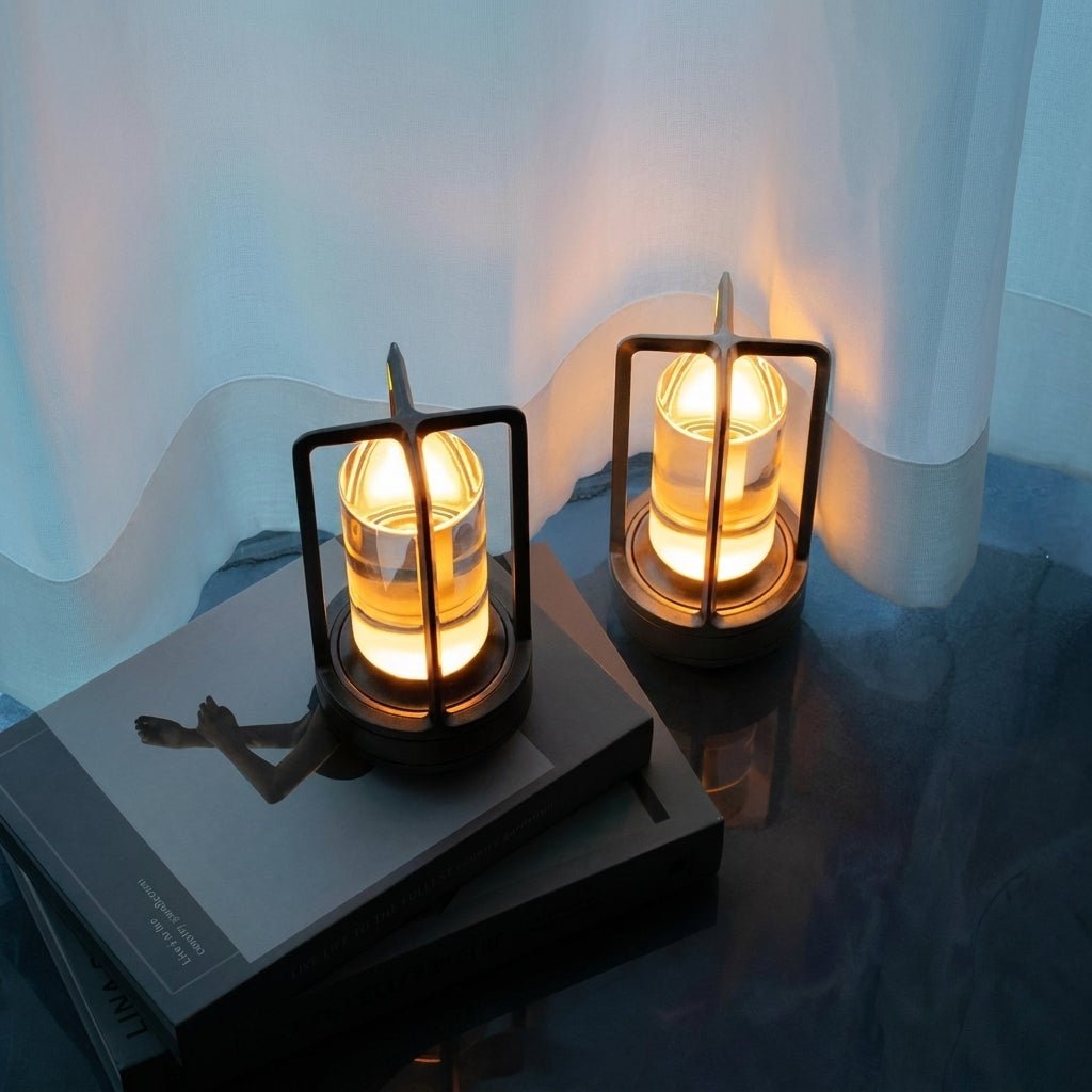 Vintage Tragbare Kerzenlicht Laterne Tischlampe - Tischlampe - Gold - Voldeva