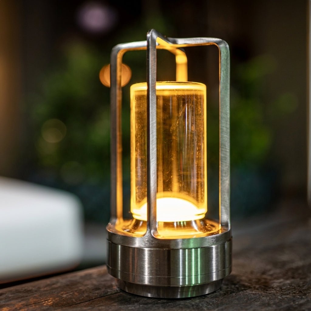 Vintage Tragbare Kerzenlicht Laterne Tischlampe - Tischlampe - Silber - Voldeva