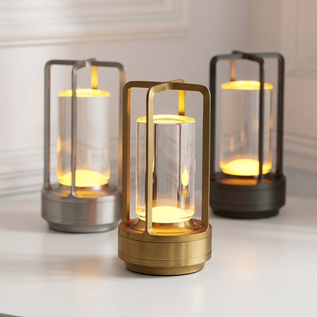 Vintage Tragbare Kerzenlicht Laterne Tischlampe - Tischlampe - Gold - Voldeva