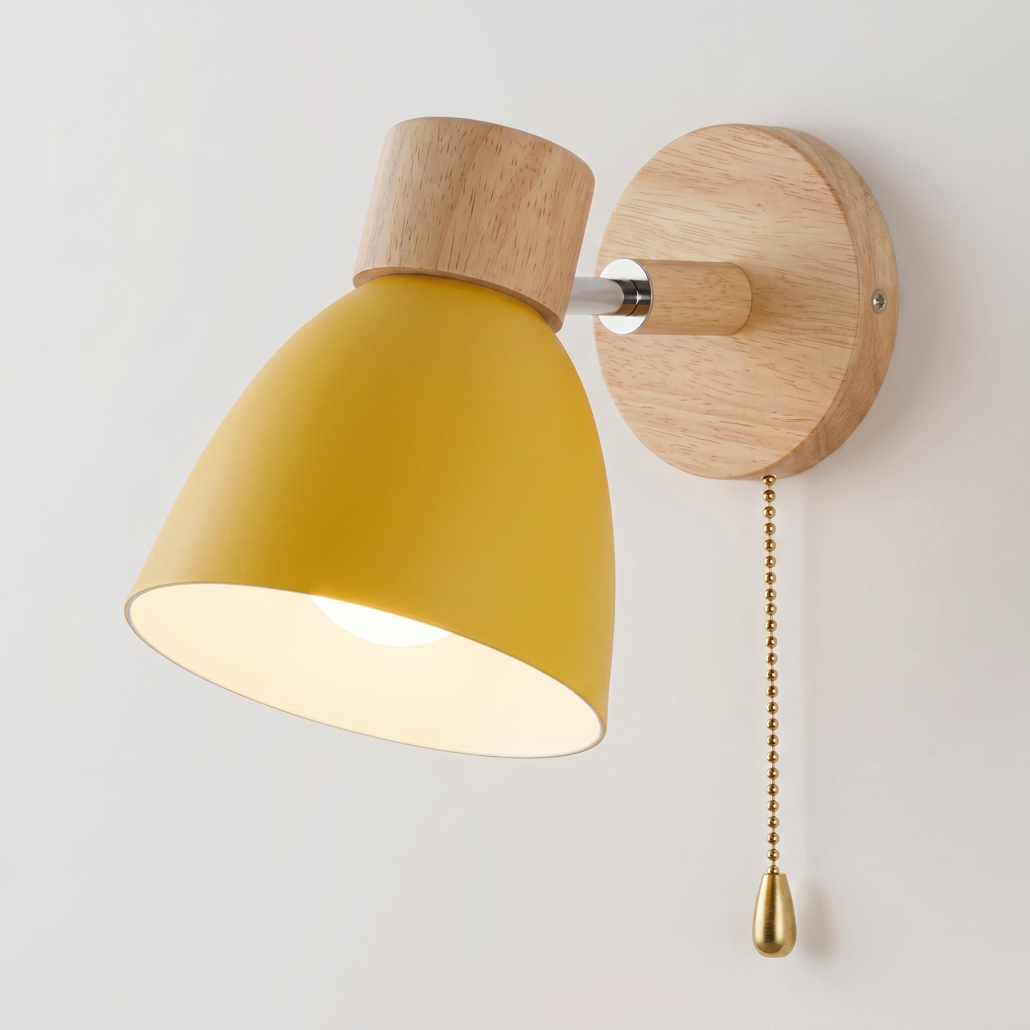 Virelle - Wandlampe im skandinavischen Stil aus Naturholz - Wandleuchte - Gelb - Voldeva