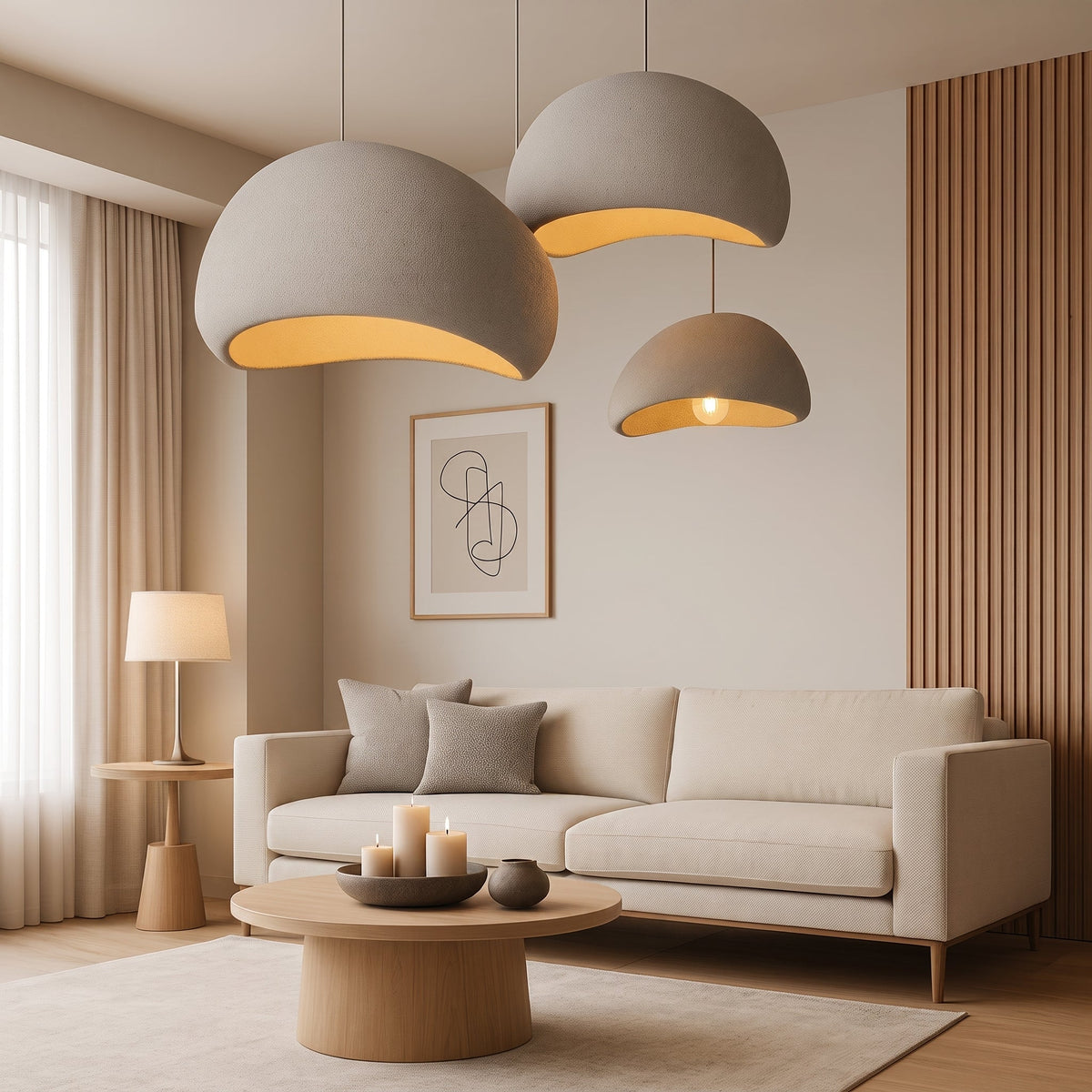 Wabi-Sabi Texturierte Kuppel-Pendelleuchte - Pendant Light Fixtures - Grau - Voldeva