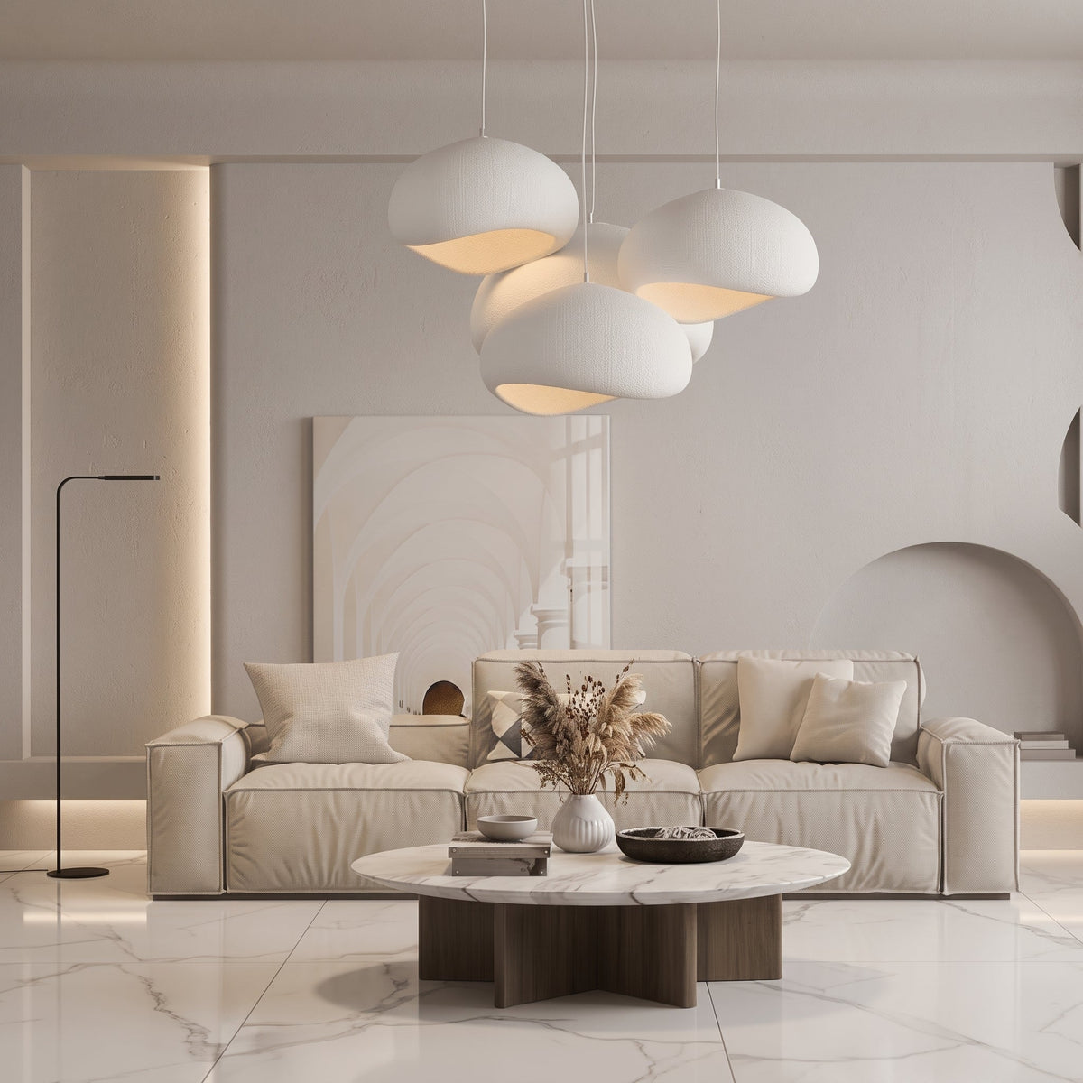 Wabi-Sabi Texturierte Kuppel-Pendelleuchte - Pendant Light Fixtures - Weiß - Voldeva