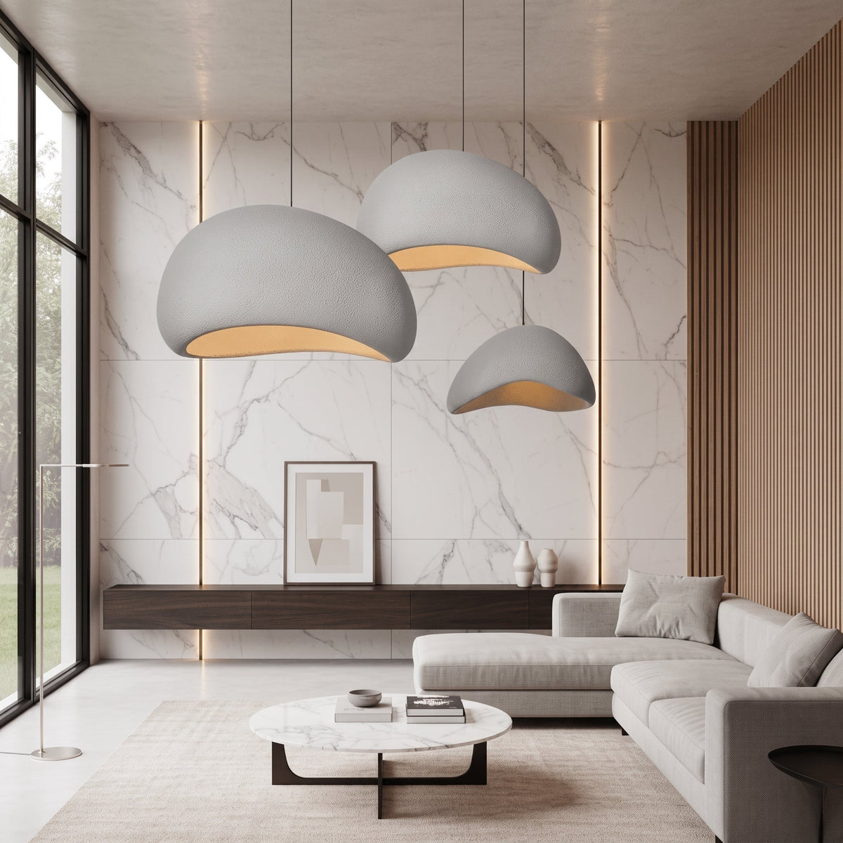 Wabi-Sabi Texturierte Kuppel-Pendelleuchte - Pendant Light Fixtures - Grau - Voldeva