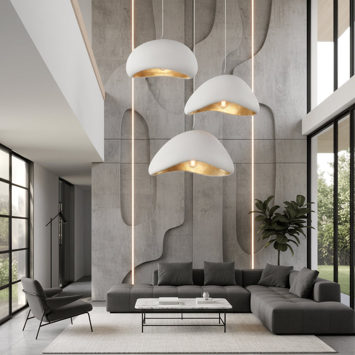 Wabi-Sabi Texturierte Kuppel-Pendelleuchte - Pendant Light Fixtures - Weiß - Voldeva
