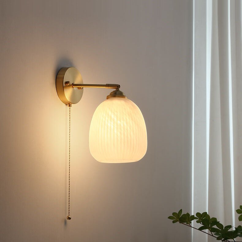 Wandleuchte mit Glasschirm und Zugschalter im Nordic-Stil - Kuppelschirm - Voldeva