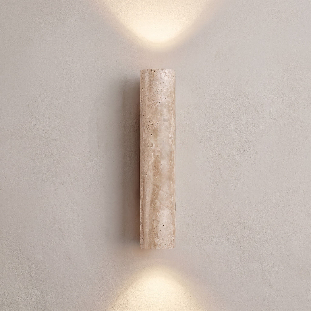 Wandleuchte Zylinderform mit Steinoptik mit Auf- und Abwärtslicht - Wall Light Fixtures - Warmes - Voldeva