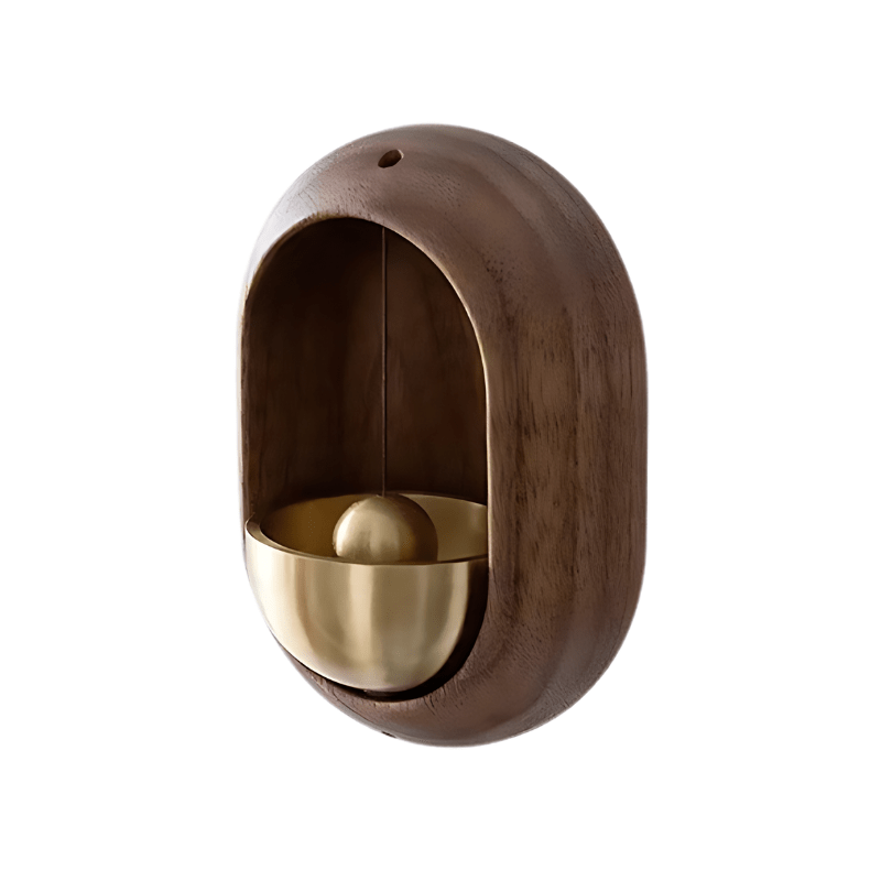 Wandmontierte Türglocke aus Holz mit Messing-Einsatz - Türglocke - Oval - Voldeva