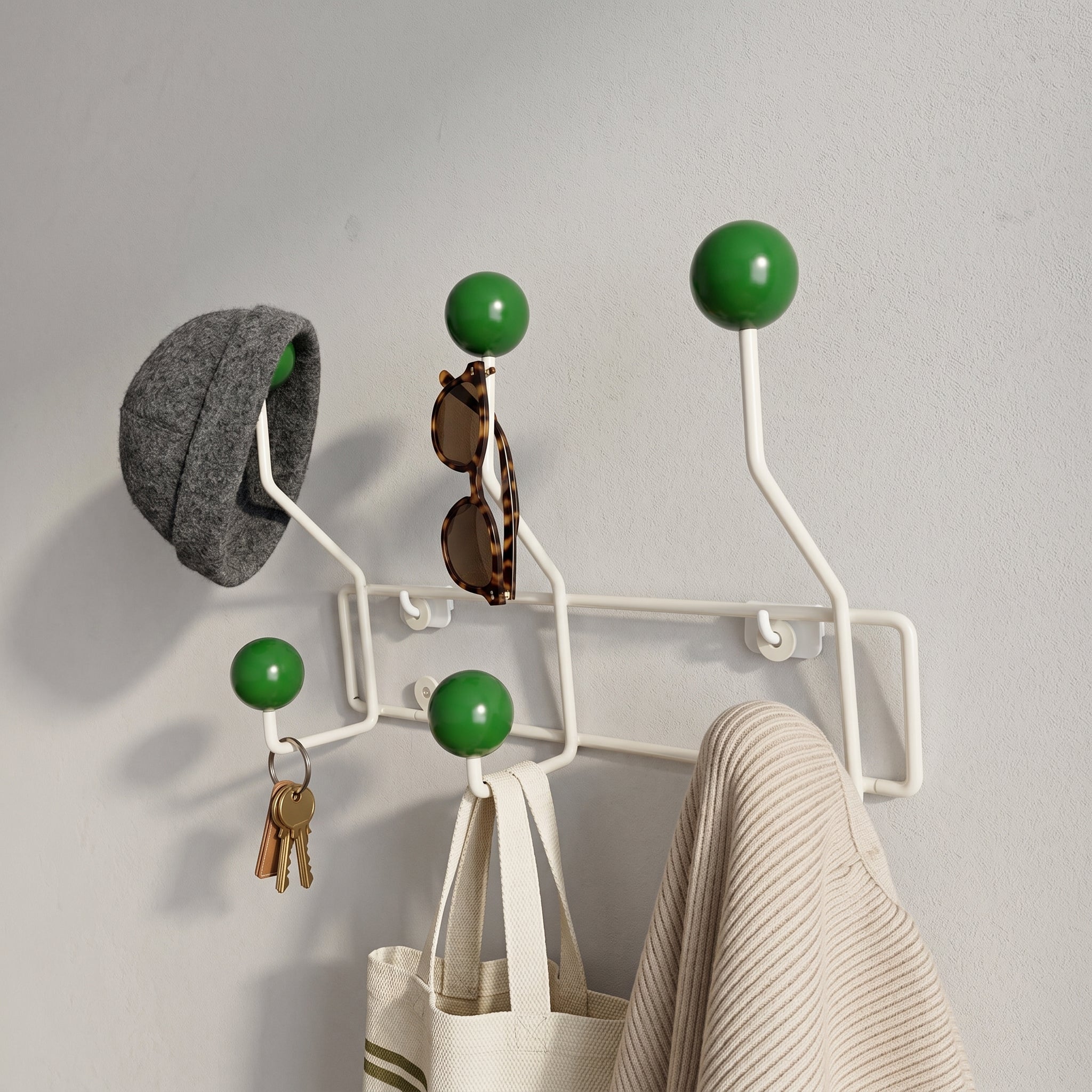 Wandmontiertes Gestell mit Kugelknöpfen - Haken - Grün - Voldeva