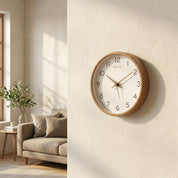 Wanduhr Analog Aus Massivholz Mit Lautlosem Uhrwerk - Uhr - Creme - Voldeva