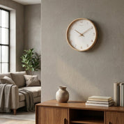 Wanduhr Analog Aus Massivholz Mit Lautlosem Uhrwerk - Uhr - Creme - Voldeva