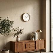 Wanduhr Analog Aus Massivholz Mit Lautlosem Uhrwerk - Uhr - Creme - Voldeva