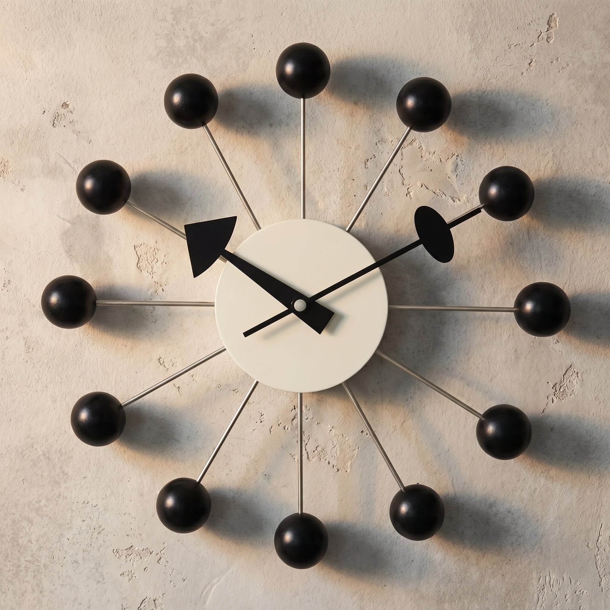 Dekorative Retro - Wanduhr im Kugel - Design - Uhr - Schwarz - Voldeva