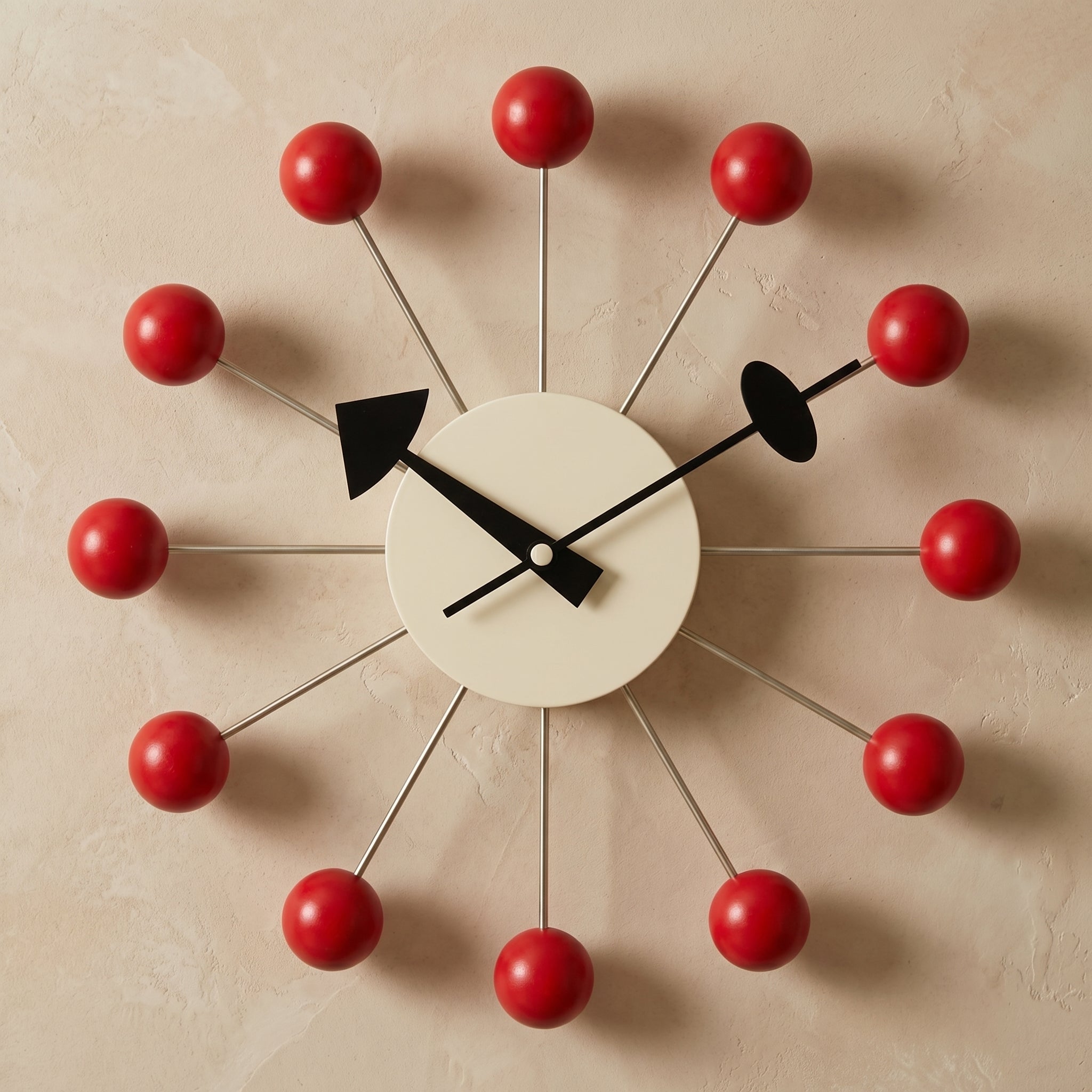 Dekorative Retro - Wanduhr im Kugel - Design - Uhr - Rot - Voldeva