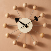 Dekorative Retro - Wanduhr im Kugel - Design - Uhr - Holzfarbe - Voldeva