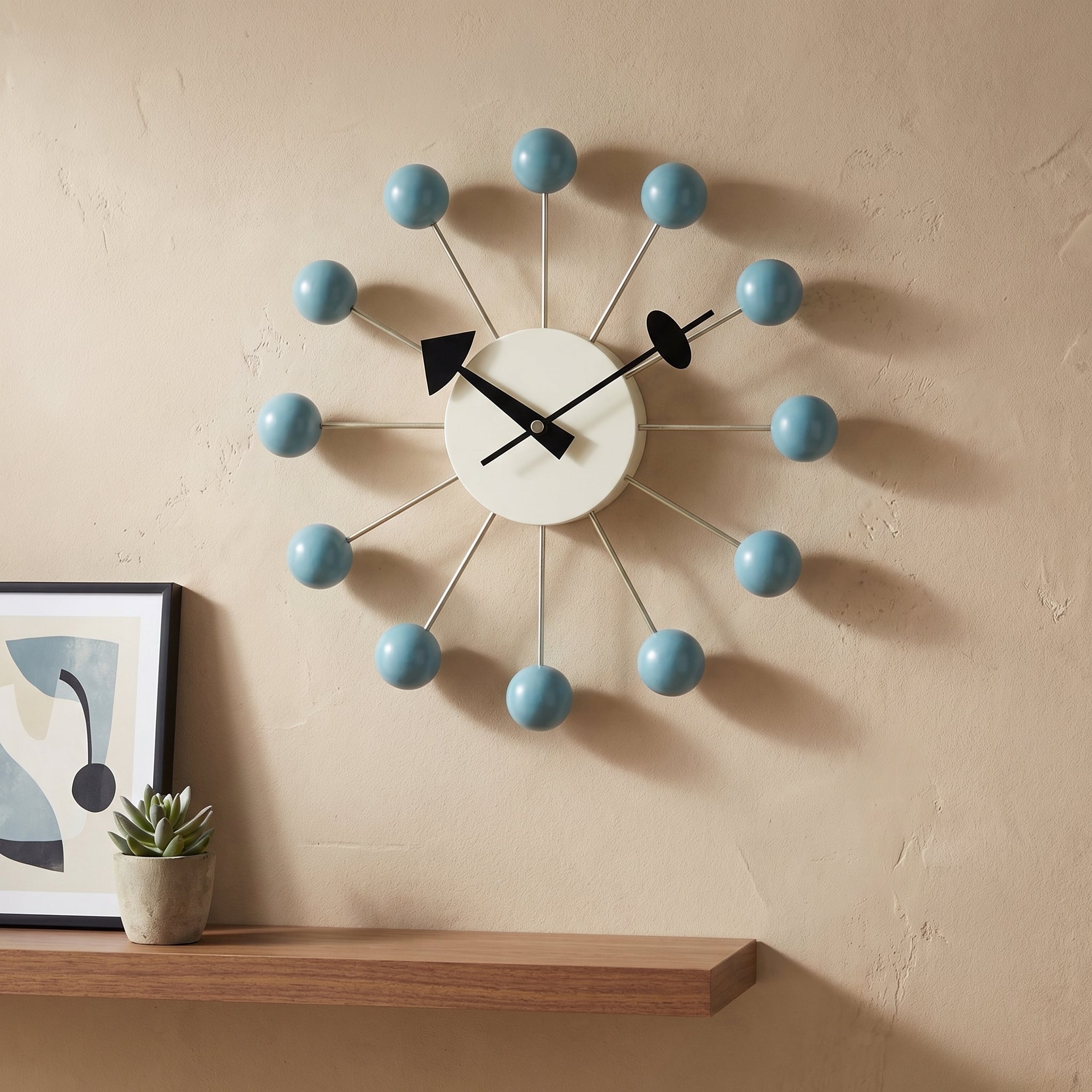 Dekorative Retro - Wanduhr im Kugel - Design - Uhr - Blau - Voldeva