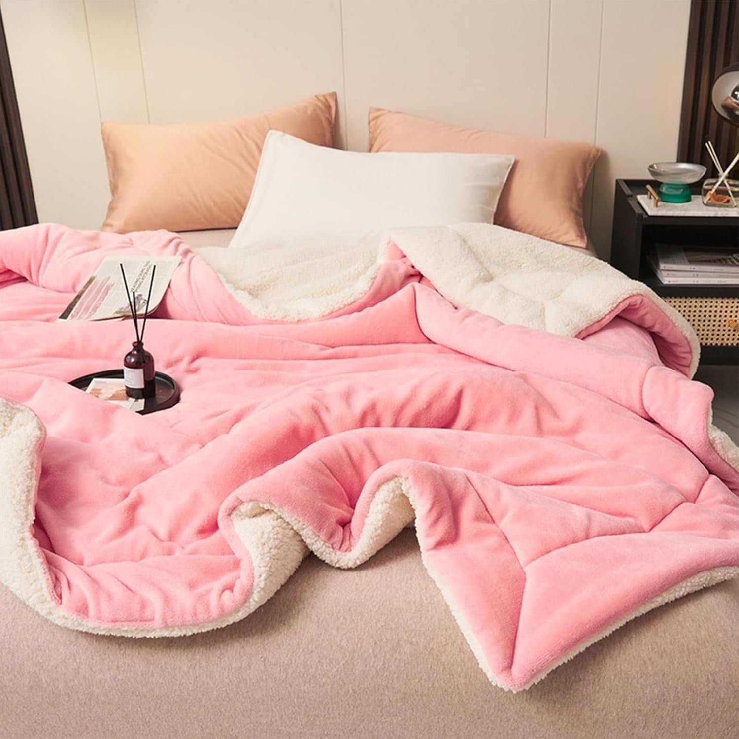 Warme und weiche doppelseitige Decke - Decke - Rosa - Voldeva