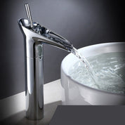 Waschtischarmatur mit Kaskadenauslauf - Wasserhahn - Silber - Voldeva
