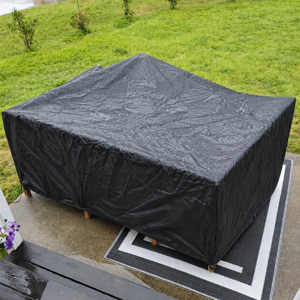 Wasserdichte Gartenmöbel Schutzhülle für Tisch und Stühle - Außenabdeckung - Schwarz - Voldeva