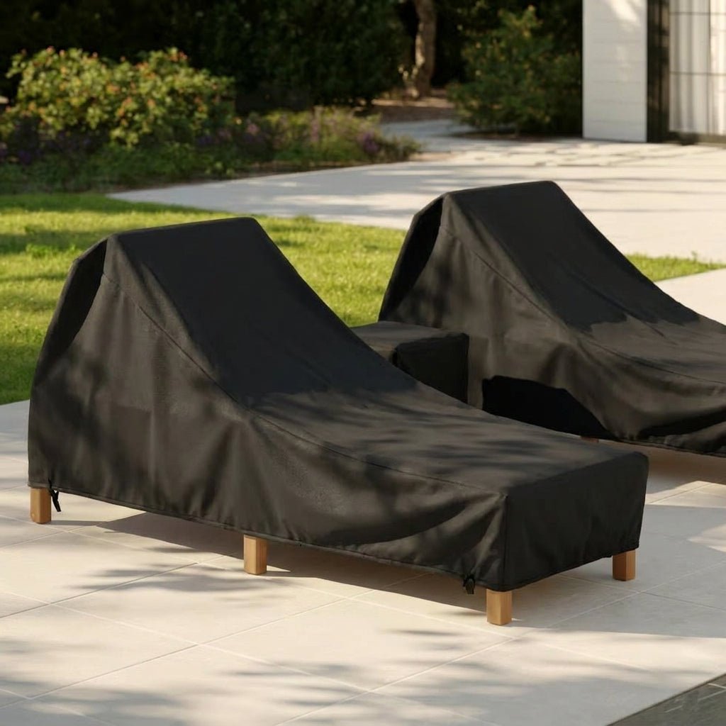 Wasserdichte Outdoor - Liegestuhl - Abdeckung mit UV - Schutz - Liegestuhlbezug - Schwarz - Voldeva