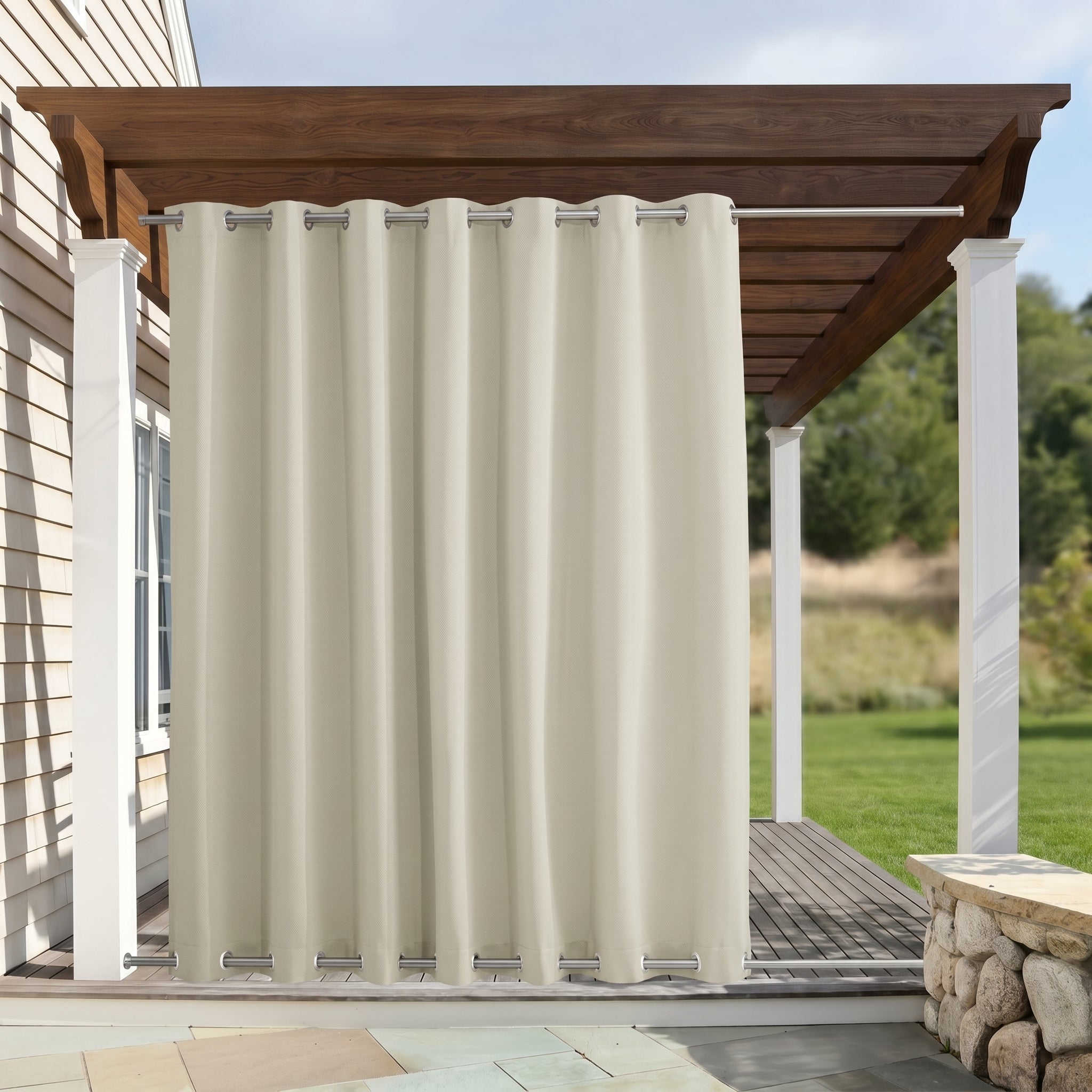 Wasserdichte Outdoor Verdunkelungsvorhänge mit Ösen - Außenvorhänge - Beige - Voldeva