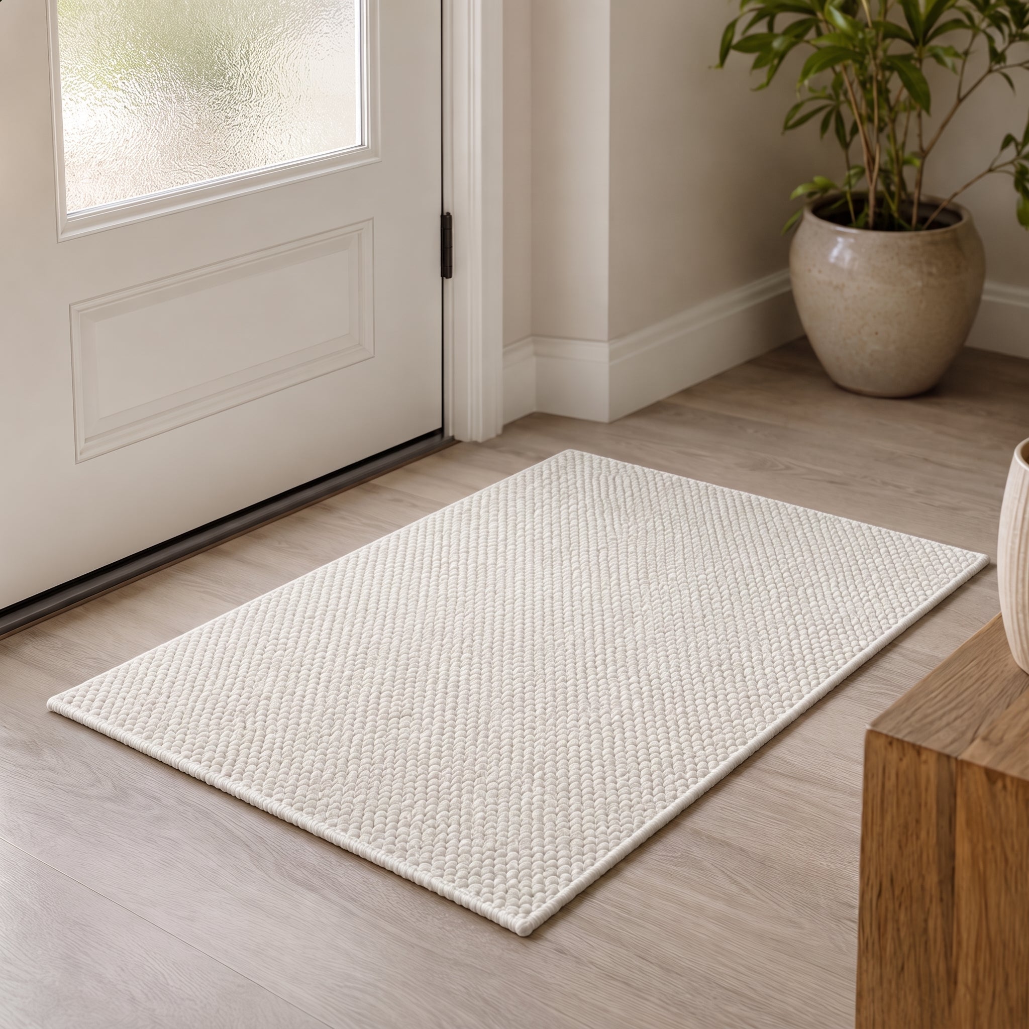 Weicher Florteppich Rechteckig als Eingangsmatte für den Hauseingang - Door Mats & Rugs - Weiß - Voldeva