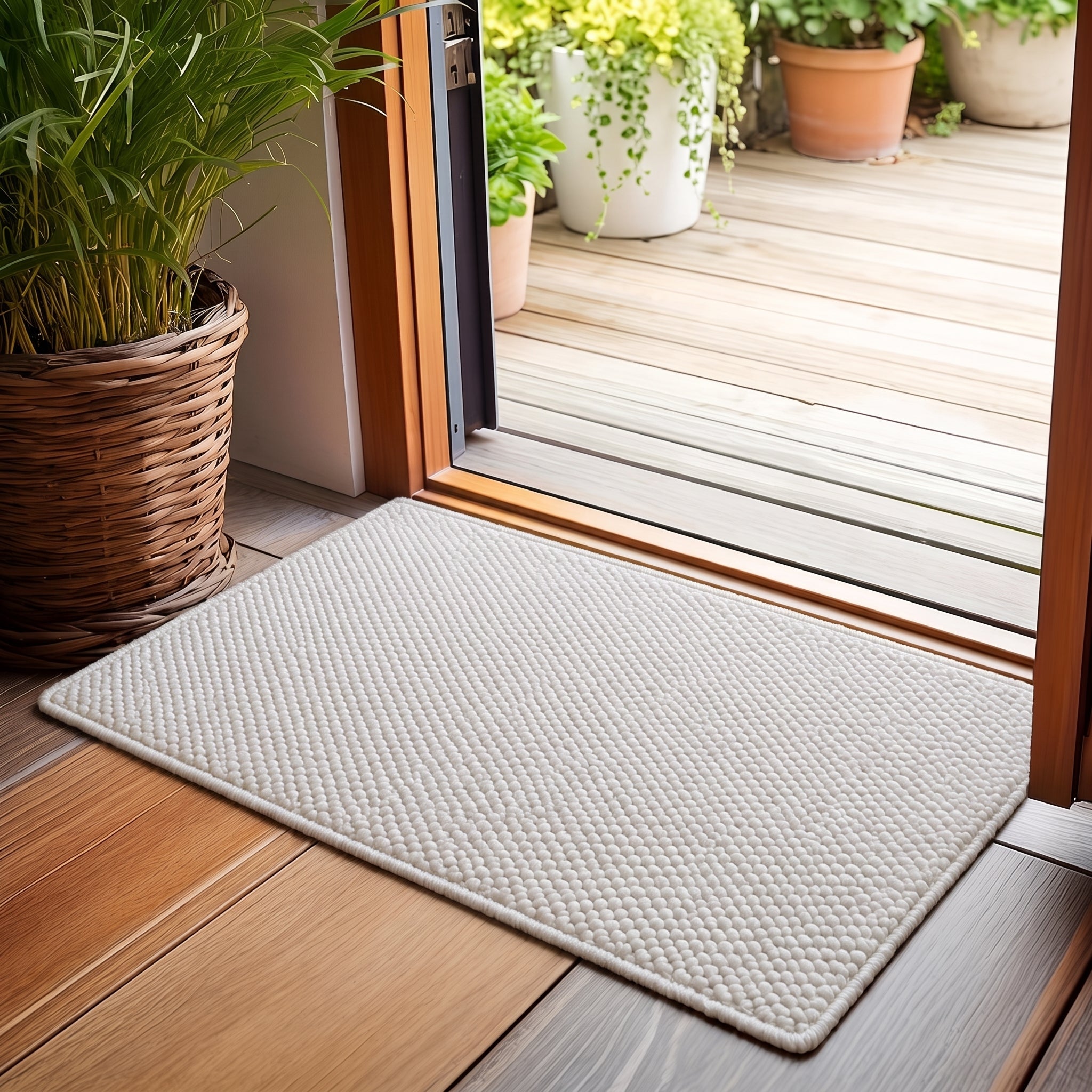 Weicher Florteppich Rechteckig als Eingangsmatte für den Hauseingang - Door Mats & Rugs - Weiß - Voldeva