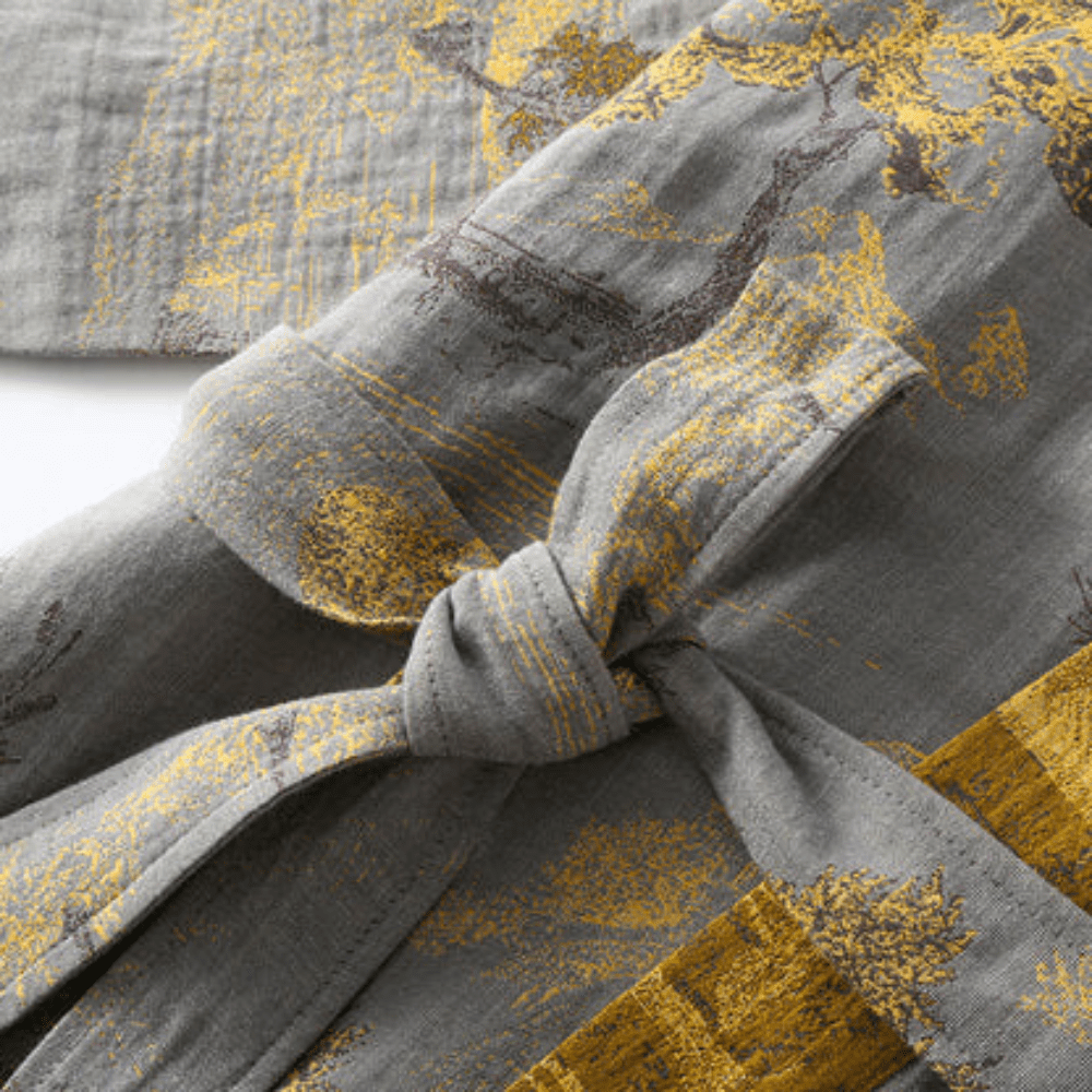 Weicher Kimono - Bademantel aus Bio - Baumwolle für Zuhause - Bademantel - Voldeva