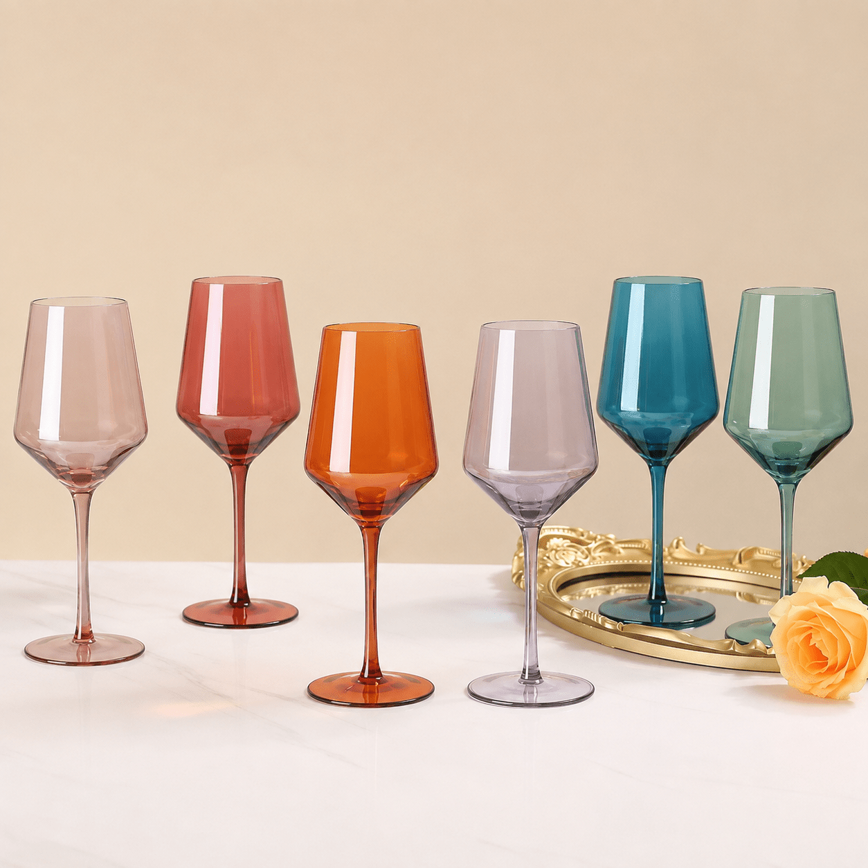 Weingläser Set Bunt für Stilvolle Genussmomente - Wine Glasses - Voldeva