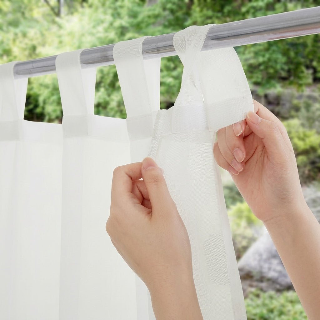 Weißer Outdoor Scheirgardine mit Schlaufen - Außenvorhänge - Weiß - Voldeva