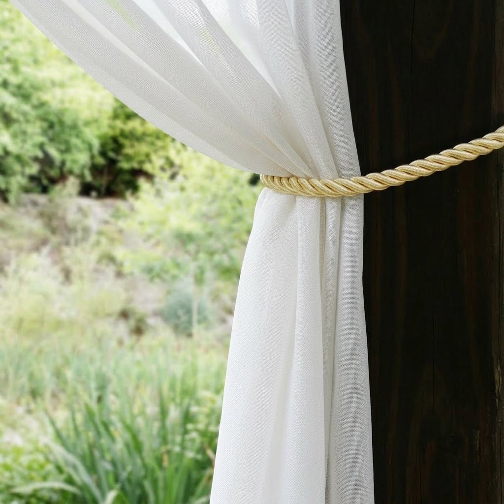 Weißer Outdoor Scheirgardine mit Schlaufen - Außenvorhänge - Weiß - Voldeva