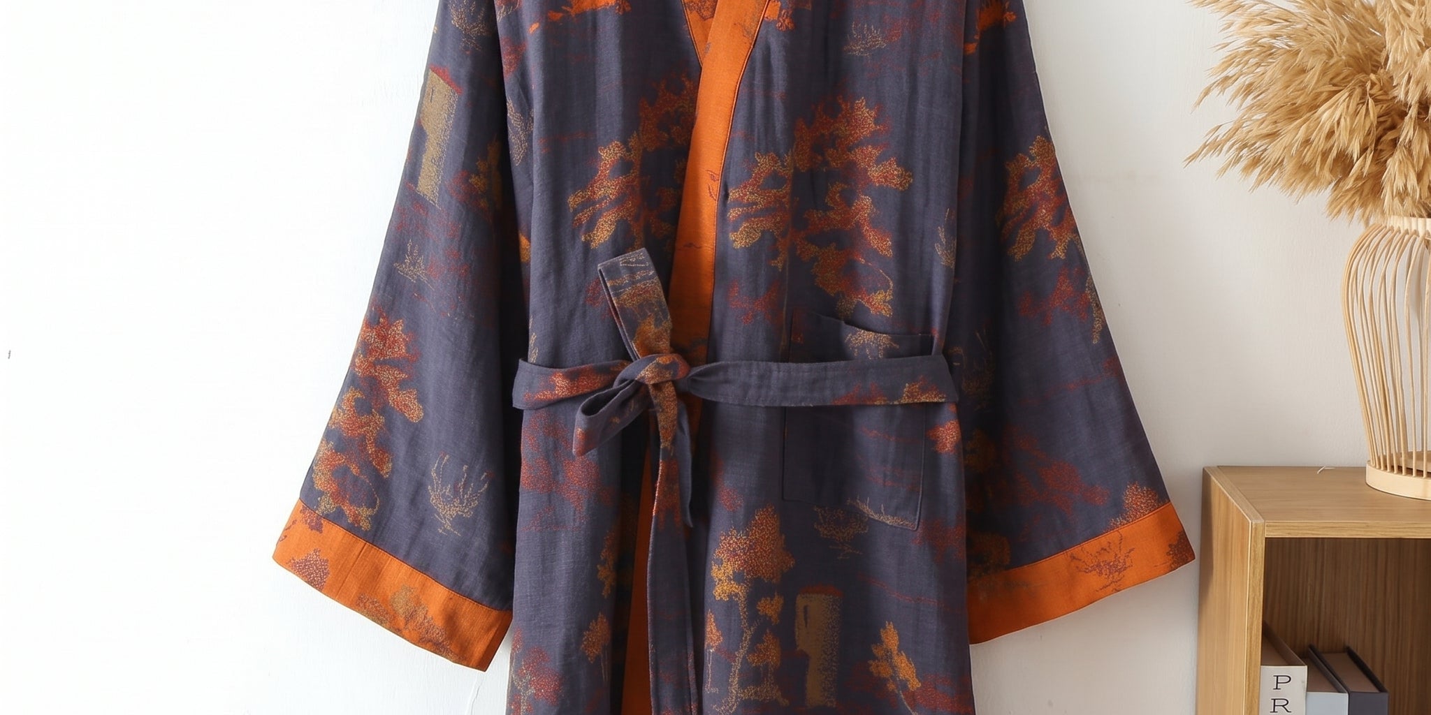 Weit geschnittener Bademantel im Kimono - Stil - Bademantel - Lila - Voldeva