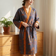 Weit geschnittener Bademantel im Kimono - Stil - Bademantel - Lila - Voldeva