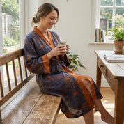 Weit geschnittener Bademantel im Kimono - Stil - Bademantel - Lila - Voldeva