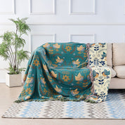 Wendbare Baumwolldecke Mit Vogel - Und Blumenmuster - Decke - 150x200cm - Voldeva
