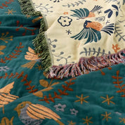 Wendbare Baumwolldecke Mit Vogel - Und Blumenmuster - Decke - 150x200cm - Voldeva