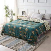 Wendbare Baumwolldecke Mit Vogel - Und Blumenmuster - Decke - 150x200cm - Voldeva