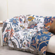 Wendedecke mit floralem Muster und Fransen - Decke - 150x200 cm - Voldeva