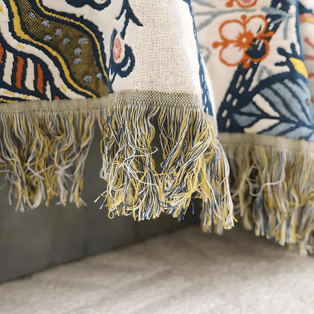 Wendedecke mit floralem Muster und Fransen - Decke - 150x200 cm - Voldeva